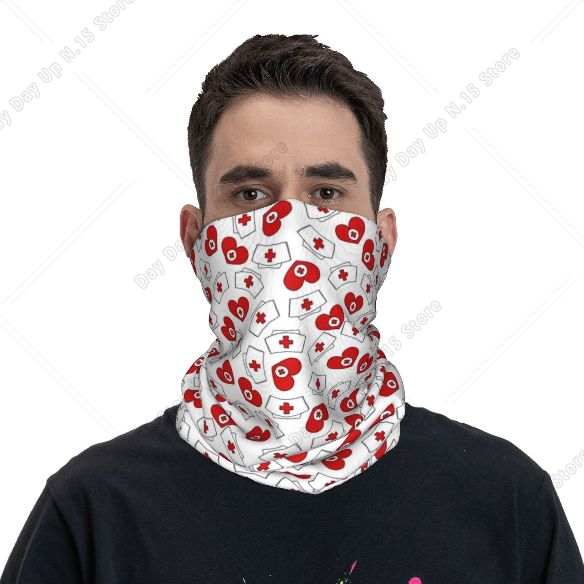 Nurse Hat Heart Pattern Bandan - đánh giá và giá Neck Gaiter Face Cover